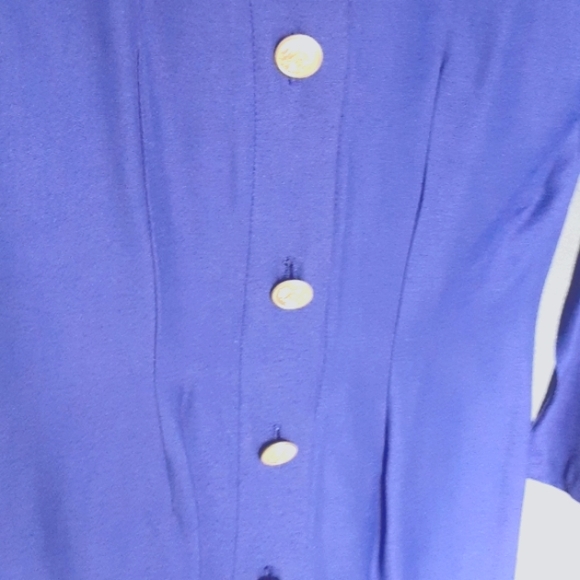 Vintage scoop neck dress with gold buttons down the front, long-sleeve - Picture 5 of 6